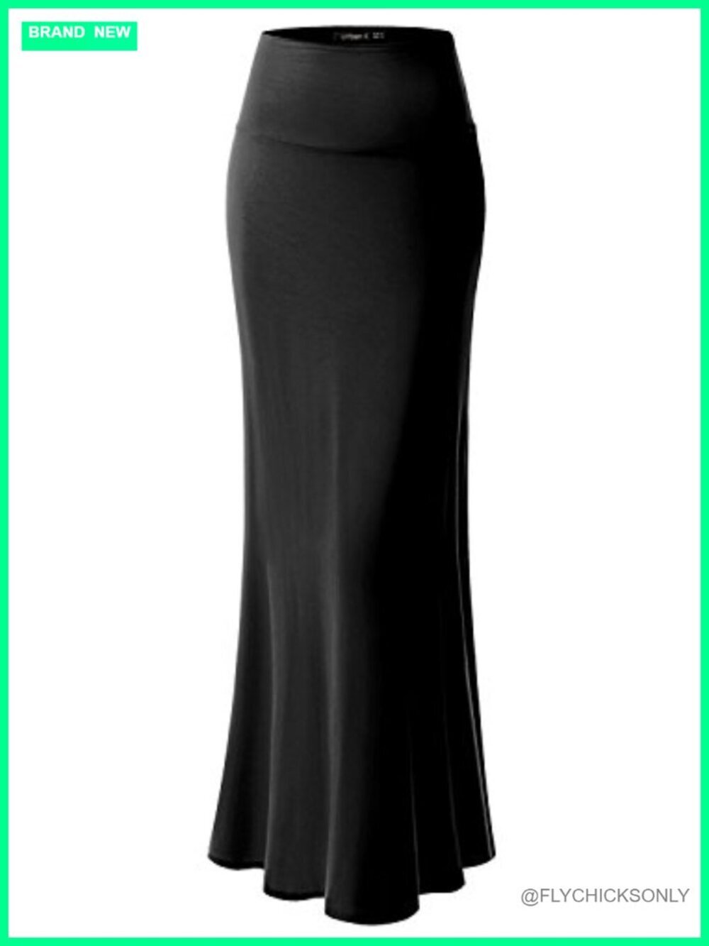 High Waist Foldable Maxi Skirt, Rayon Spandex, Regular & Plus Size